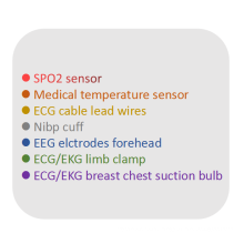 ecg cable leadwires, eeg sensor, spo2 sensor